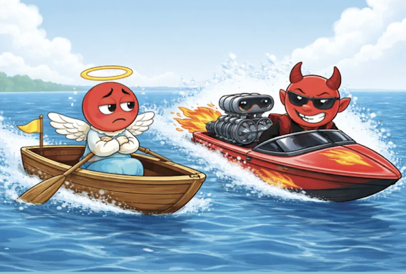 Angel pawn vs devil speedboat — fair play vs cheating