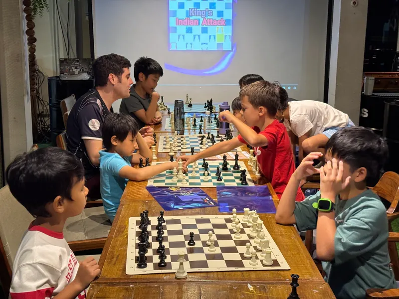 Happy Pawn coach teaching chess at home