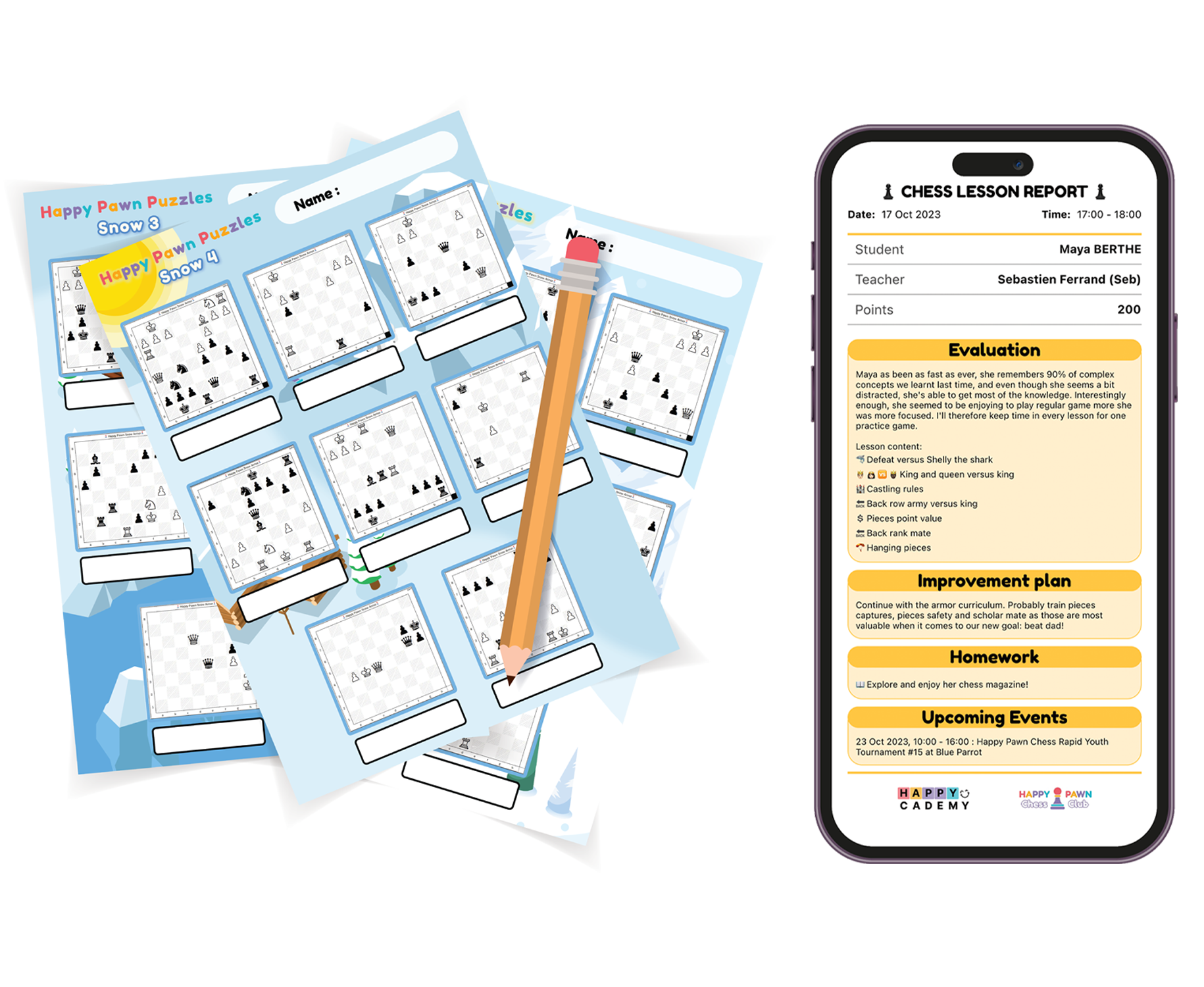 Happy Pawn Armor Curriculum workbook and puzzle sheets